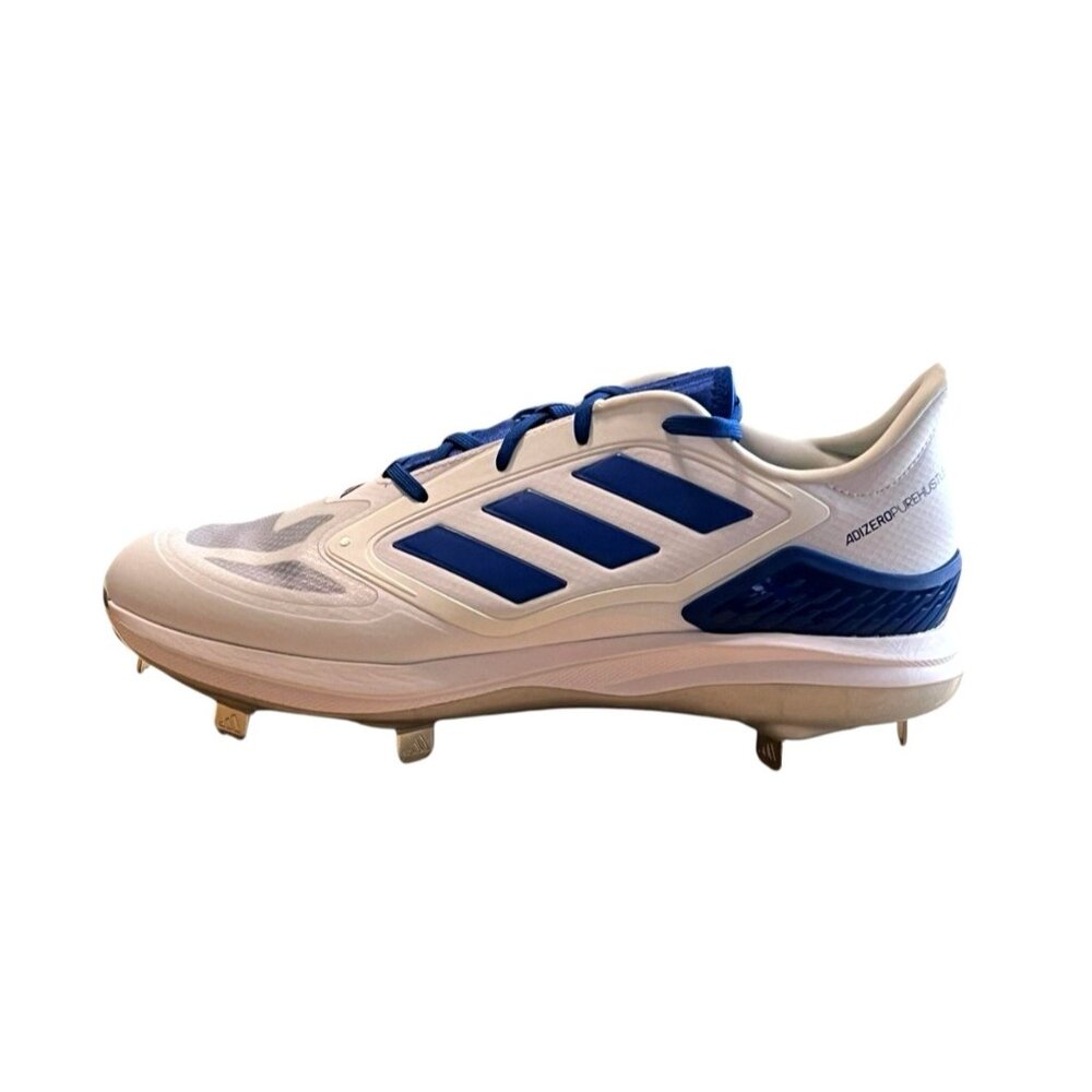 adidas Adizero Pure Hustle Metal Baseball Cleats White Blue Men's Size 13 IG7129